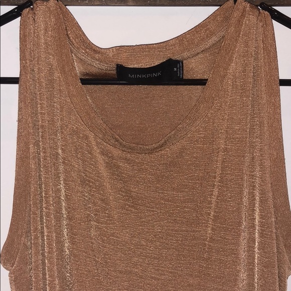 Mink Pink copper shimmer dress with ties - Picture 3 of 3